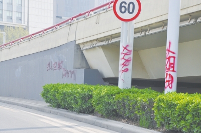 電線桿、立交橋等被噴涂，嚴(yán)重影響了市容。