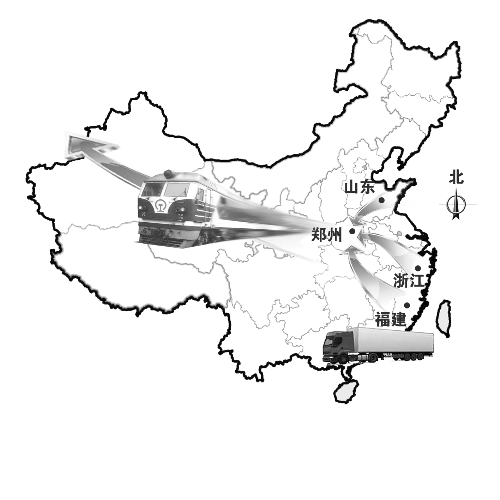 　未來將有更多沿海城市的貨物集中到鄭州，然后搭乘鄭歐班列出口歐洲。扈森 制圖