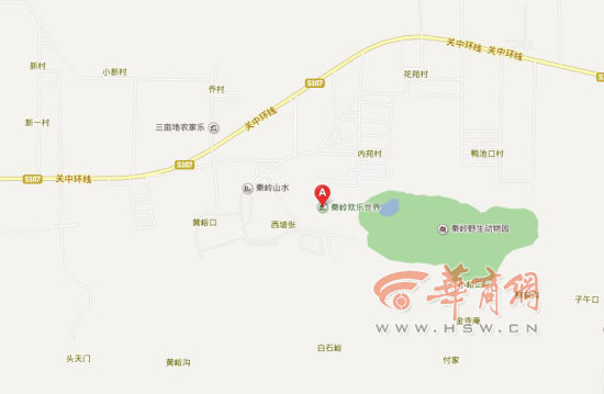 A處為事故發(fā)生地點(diǎn)“秦嶺歡樂(lè)世界”。