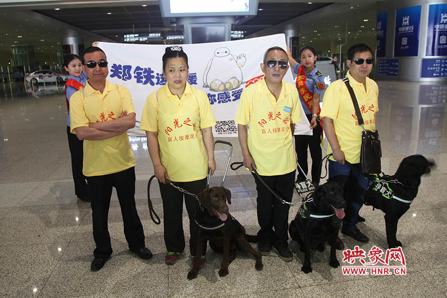他們此次攜帶的導(dǎo)盲犬名字分別叫A米、戴安娜、凱西，A米是鄭州市第一條導(dǎo)盲犬。