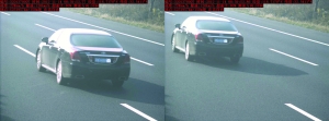 由于車速過快，高清探頭抓拍下的畫面，有一點(diǎn)點(diǎn)模糊 監(jiān)控截圖