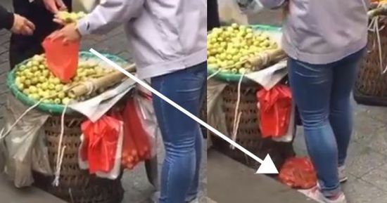網(wǎng)上流傳的短片顯示，賣棗子棗子的小販以偷龍轉(zhuǎn)鳳的手段把棗子換掉。