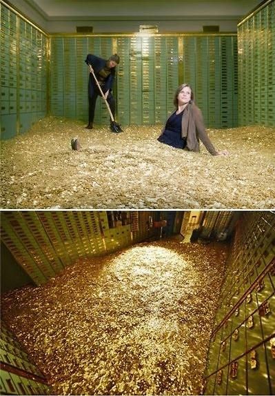 瑞典網(wǎng)店推出“金錢(qián)浴”，800萬(wàn)枚硬幣堆成金“浴池”。