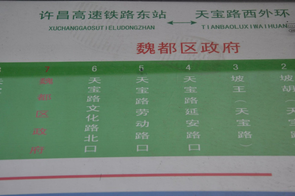 魏都區(qū)政府對面的公交站牌顯示此站為魏都區(qū)政府。來源：光明網(wǎng)