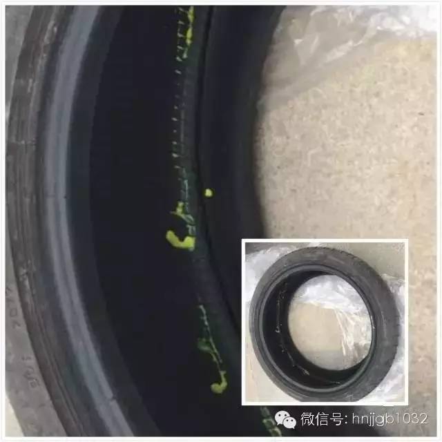 輪胎凈是包，輪胎內(nèi)部斷裂一圈。
