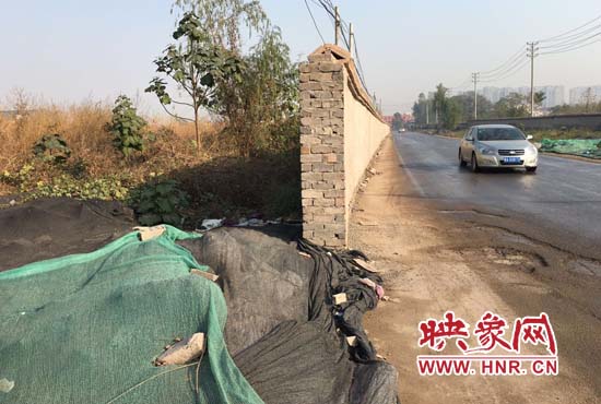 一墻之隔，一邊是道路，一邊是垃圾和荒草，市民質(zhì)疑其為遮羞墻。
